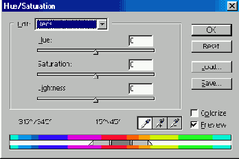 Корректировка цвета изображения с помощью команды Hue/Saturation