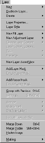 Меню Layer